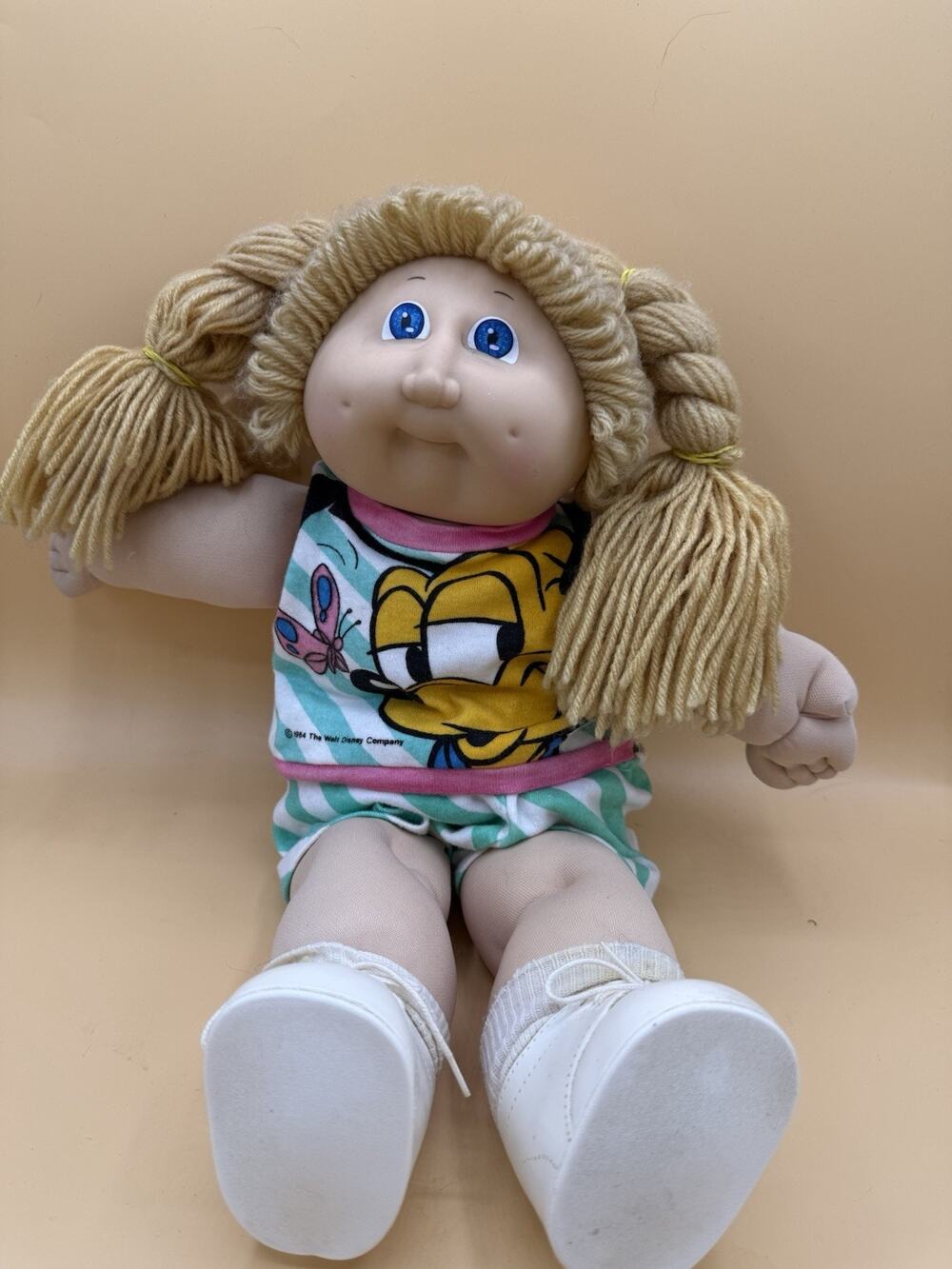 Vintage 1984 Cabbage Patch Kids Doll Blonde Pigtails Disney Outfit 16”